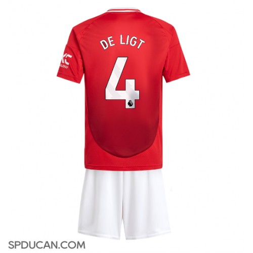 Dječji Nogometni Dres Manchester United Matthijs de Ligt #4 Domaci 2024-25 Kratak Rukav (+ Kratke hlače)